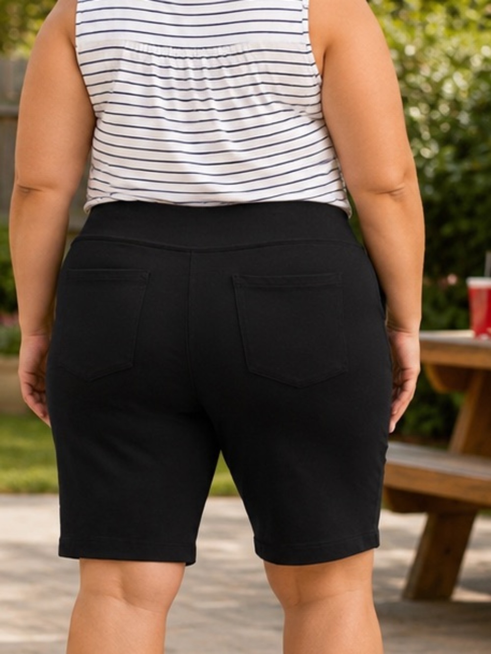 Duluth Trading Co Black Pull-On Bermuda Shorts - Picture 3 of 10